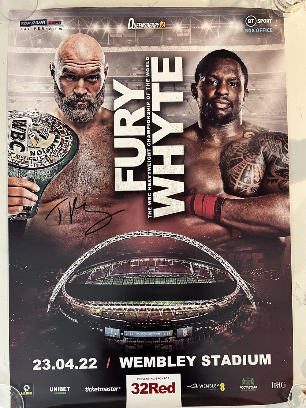 Tyson Fury SIGNED fight poster - FURY VS WHYTE OFFICIAL Fight Poster Autograph 3